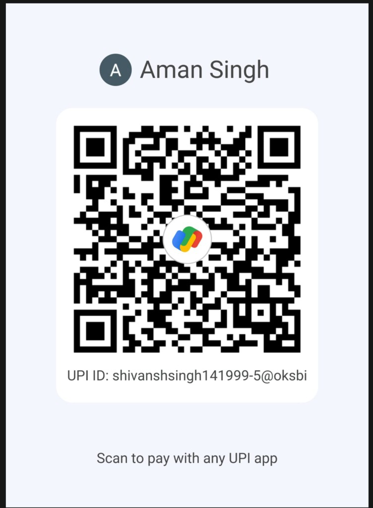 UPI payment QR code for Aman Singh